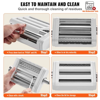 VEVOR Pasta Attachment For KitchenAid Stand Mixer, 3-IN-1 Stainless Steel Pasta Roller Cutter Set Including Pasta Sheet Roller 6 VEVOR Pasta Attachment For KitchenAid Stand Mixer, 3-IN-1 Stainless Steel Pasta Roller Cutter Set Including Pasta Sheet Roller - Image 6