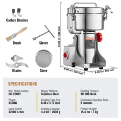VEVOR 2000g Electric Grain Mill Grinder, High Speed 3400W Commercial Spice Grinders, Stainless Steel Pulverizer Powder Machine -Vevor GUEST 1de6d889 d8ca 4267 8105 39fcc14a73c8