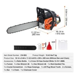 VEVOR Gas Chainsaw, 58CC 20" 3.22HP, Gasoline Powered Chain Saw, Handheld Cordless Petrol Chainsaws For Tree Wood Branch Cutting, Orange -Vevor GUEST 1e1ad544 9030 4031 85b4 6f77961b80ca