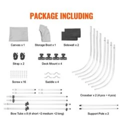 VEVOR 4 Bow Bimini Top Boat Cover, Detachable Mesh Sidewalls, 600D Polyester Canopy With 1" Aluminum Alloy Frame -Vevor GUEST 1e4a2c0a 9d56 4419 b845 a5d30543677f