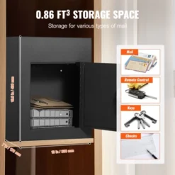 VEVOR Through The Wall Drop Box, Heavy Duty Steel Through The Wall Mailbox With 2.8-7.9" 13" Combination Lock, 13x7x17" Mail Drop Box, Black -Vevor GUEST 1e5f6728 6f20 4254 9864 8870b1ed1065