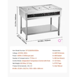 VEVOR 3-Pan Commercial Food Warmer,Electric Steam Table With Independent Temperature Control,450Wx3 Stainless Steel Buffet Catering Food Warmer,Silver -Vevor GUEST 1f4ae31e f537 40c6 947a 84dcfe865b9f
