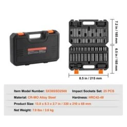 VEVOR 3/8" Drive Impact Socket Set, 25 Piece Deep & Shallow Socket Set SAE 5/16" - 1", 6 Point Cr-Mo Alloy Steel For Auto Repair, Easy-to-Read -Vevor GUEST 1fe879a5 752c 47ea ae3f 38b9fb2f5218