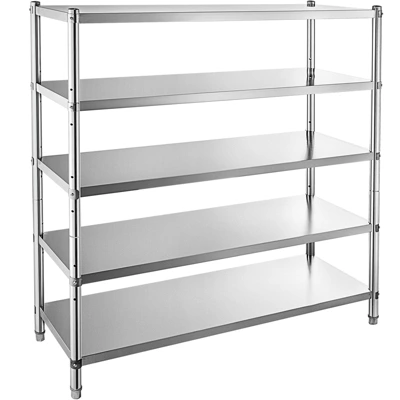 VEVOR Stainless Steel Shelves 48x18.5 Inch 5 Tier Adjustable Shelf Storage Unit Stainless Steel Rack Shelving Heavy Duty Shelving, Silver 8 VEVOR Stainless Steel Shelves 48x18.5 Inch 5 Tier Adjustable Shelf Storage Unit Stainless Steel Rack Shelving Heavy Duty Shelving, Silver - Image 8