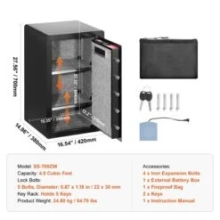 VEVOR Single Door 4.0 Cu.ft Safe Box With Key Lock, Password & Fingerprint, Safe Lock Box With Fireproof Bag, Key Rack, And 2 Shelves, Black -Vevor GUEST 20b01785 183c 4163 a8da 1310f5b3e91a