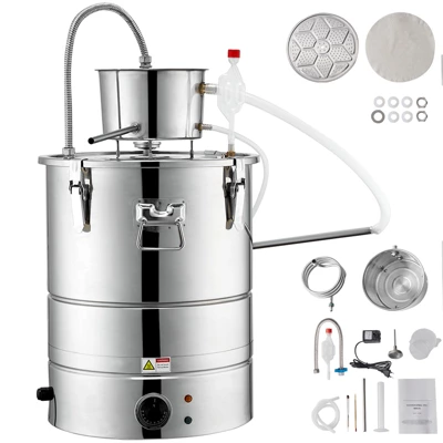 VEVOR Alcohol Still, 15 Gal 50L Water Alcohol Distiller Include Stainless Steel Tube & Pump & One-way Exhaust Valve & Thermometer (30-120‚ÑÉ ), Silver 8 VEVOR Alcohol Still, 15 Gal 50L Water Alcohol Distiller Include Stainless Steel Tube & Pump & One-way Exhaust Valve & Thermometer (30-120‚ÑÉ ), Silver - Image 8