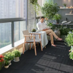 VEVOR Interlocking Deck Tiles, 10 Pack,12"x12" 10 Sq. Ft Plastic Waterproof Outdoor Flooring All Weather Use, Patio Floor Decking Covering Tiles