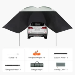 VEVOR Vehicle Awning, Large 10' X 7' Shade Coverage Car Side Awning, PU2000mm UV50+ Car Awning With Extended Side Canopies And Portable Storage Bag -Vevor GUEST 21779843 9ef7 4d9d 9b04 65390904590f