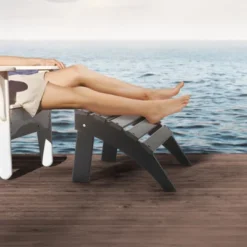 VEVOR Adirondack Ottoman, 18.7L X 19.7W X 13H Inch HDPE Plastic Folding Adirondack Ottoman, Weather-Resistant Foot Rest For Adirondack Chair, Black