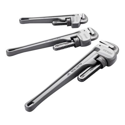 VEVOR 3-Piece Pipe Wrench Set, 10" 14" 18" Aluminum Straight Pipe Wrench, Adjustable Plumbing Wrench, With High Strength Jaw, Silver 8 VEVOR 3-Piece Pipe Wrench Set, 10" 14" 18" Aluminum Straight Pipe Wrench, Adjustable Plumbing Wrench, With High Strength Jaw, Silver - Image 8