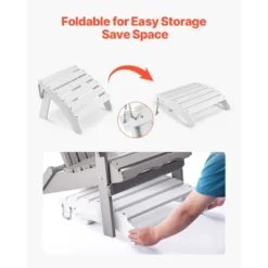 VEVOR Adirondack Ottoman, 17.7L X 19.7W X 13.8H Inch HDPE Plastic Folding Adirondack Ottoman, Weather-Resistant Foot Rest For Adirondack Chair,White -Vevor GUEST 2241f09d f833 46be b277 ef811527640a