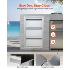 VEVOR Outdoor Kitchen Drawers 14.7" W X 25.4" H X 18.7" D, Box Frame Style Flush Mount BBQ Drawers With Stainless Steel Handle, Silver -Vevor GUEST 22745e03 47e9 4d70 addc c6da18220ee2