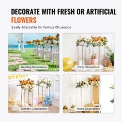 VEVOR 2PCS 31.5inch High Wedding Flower Stand, Metal Vase Column Geometric Centerpiece Stands, Gold Rectangular Floral Display Rack -Vevor GUEST 22cfd8aa f3f9 41a5 9a08 48d94f04ad11