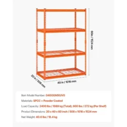 VEVOR Storage Shelves, 2400 Lbs, 4 Tier Heavy Duty Garage Shelving, 20" D X 40" W X 60" H Adjustable Metal Shelves For Industrial Shelving Unit -Vevor GUEST 230bc706 d707 4958 97fb 6953503c28e1