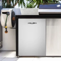 VEVOR Pull Out Trash Drawer 17.7x22.8 Inch Raised Style Trash Bin With Pull-Out Tray Stainless Steel Trash Drawer With Handle, Silver