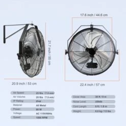 VEVOR Wall Mount Fan, 18 Inch, 3-speed High Velocity Max. 4150 CFM, Waterproof Oscillating Industrial Wall Fan, Commercial Or Residential -Vevor GUEST 237387cb f2d0 4a9f 8fba 3d1cfecf2fd1