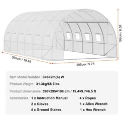 VEVOR Walk-in Tunnel Greenhouse, 19.4x9.7x6.5 Ft Hoop House Greenhouse Tunnel With Galvanized Steel Frame, White PE Cover, 12 Windows -Vevor GUEST 238e50f1 1950 4a4b 9881 1e43270a103f