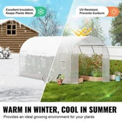 VEVOR Walk-in Tunnel Greenhouse, 14.6x6.4x6.3 Ft Hoop House Greenhouse Tunnel With Galvanized Steel Frame, White PE Cover, 8 Windows -Vevor GUEST 2468f78f 9174 448f 8980 ef73879b70a1