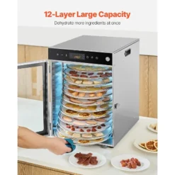 VEVOR Rotary Food Dehydrator Machine, 12 Stainless Steel Trays, 800W Electric Food Dryer With Adjustable Temperature & 24-Hour Timer, Silver -Vevor GUEST 247e61f0 8058 48ac 8b8c e736b4644463