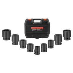 VEVOR Axle Nut Impact Socket Set, 1" Drive 6-Point 9-Piece SAE Spindle Nut Socket Set, CR-MO Heat Treated Large Socket Set With Storage Case,Black -Vevor GUEST 24cc399d 12a6 449a 94da 1531feff552a
