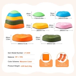 VEVOR Balance Stepping Stones For Kids, 6 PCS, Up To 220 Lbs, Non-Slip Toddlers Sensory Stepping Stones, Toys For Children Aged 3 4 5 6 7 8+ -Vevor GUEST 254fbcc3 96b1 456c b3c6 3a8157ba9cdf