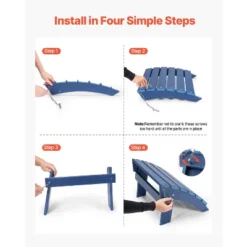 VEVOR Adirondack Ottoman, 15.7L X 18.9W X 13H Inch HDPE Plastic Folding Adirondack Ottoman, Weather-Resistant Foot Rest For Adirondack Chair, Blue -Vevor GUEST 258775cb dfd7 40fd 9ae2 98f947b33a8b