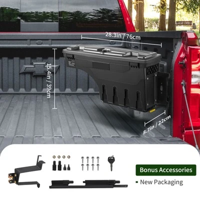 VEVOR Truck Bed Storage Box, Lockable Lid, Waterproof ABS Wheel Well Tool Box 6.6 Gal/20 L, Black 7 VEVOR Truck Bed Storage Box, Lockable Lid, Waterproof ABS Wheel Well Tool Box 6.6 Gal/20 L, Black - Image 7