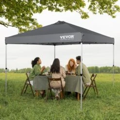 VEVOR Pop Up Canopy Tent, 10 X 10 Ft, 250 D PU Silver Coated Tarp, With Portable Roller Bag And 4 Sandbags, Waterproof And Sun Shelter Gazebo