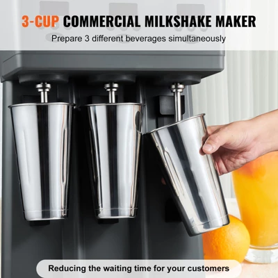 VEVOR Milkshake Maker, 375W X 3 Electric Milkshake Machine, Commercial Triple Heads Drink Mixer Blender, Intelligent Microswitch, Gray 3 VEVOR Milkshake Maker, 375W X 3 Electric Milkshake Machine, Commercial Triple Heads Drink Mixer Blender, Intelligent Microswitch, Gray - Image 3