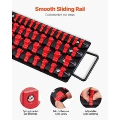 VEVOR Socket Organizer Tray, 2PCS Metric & SAE Socket Organizer Set Hold Up To 160 Sockets, 1/4", 3/8" And 1/2" Heavy-Duty Socket Rail Red+Blue -Vevor GUEST 25de71e9 e896 4d21 b82a 7d1b9fbfdd6d