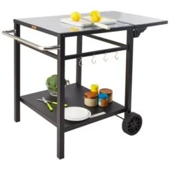 VEVOR Outdoor Grill Dining Cart With Double-Shelf, BBQ Movable Food Prep Table, Multifunctional Foldable Iron Table Top, Portable Modular Carts -Vevor GUEST 26375fd2 672b 49db 98fc b50a18955c73