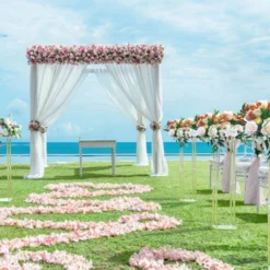 VEVOR 2PCS 31.5inch High Wedding Flower Stand, With Acrylic Laminate,Acrylic Vase Column Geometric Centerpiece Stands, Floral Display Rack