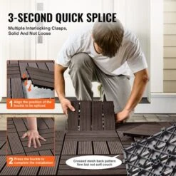 VEVOR Interlocking Deck Tiles Plastic Wood, 10 Pack,12"x12" 10 Sq. Ft Waterproof Outdoor Flooring All Weather Use,Patio Floor Decking Covering Tiles 12 VEVOR Interlocking Deck Tiles Plastic Wood, 10 Pack,12"x12" 10 Sq. Ft Waterproof Outdoor Flooring All Weather Use,Patio Floor Decking Covering Tiles -Vevor GUEST 272561fb a8b2 4a4c 9b9f 4df859bd2da6