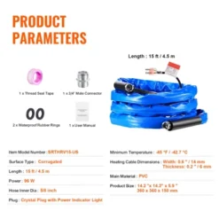 VEVOR 15ft Heated Water Hose For RV, Heated Drinking Water Hose With Corrugated Cover Antifreeze To -45°F, Automatic Self-regulating, 5/8" I.D. Blue 13 VEVOR 15ft Heated Water Hose For RV, Heated Drinking Water Hose With Corrugated Cover Antifreeze To -45°F, Automatic Self-regulating, 5/8" I.D. Blue -Vevor GUEST 2763b9a3 eeea 4f9b b854 6b82e63f04e9