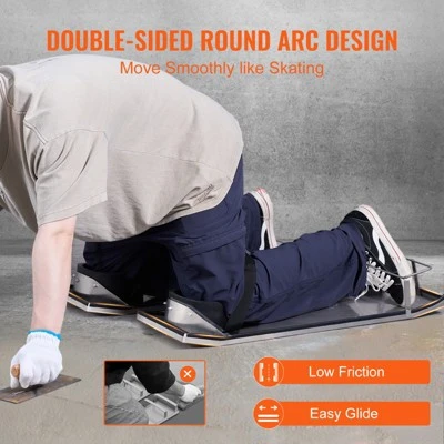 VEVOR Concrete Knee Boards Stainless Steel, 30'' X 10'' Concrete Sliders, Knee Boards For Concrete, Concrete Knee Pads Moving Sliders 3 VEVOR Concrete Knee Boards Stainless Steel, 30'' X 10'' Concrete Sliders, Knee Boards For Concrete, Concrete Knee Pads Moving Sliders - Image 3