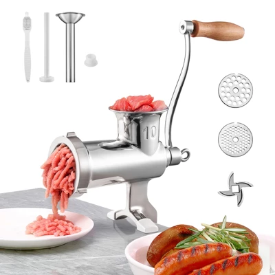 VEVOR Manual Meat Grinder, 304 Stainless Steel Hand Meat Grinder With Steel Table Clamp, Meat Mincer Sausage Maker, Silver 8 VEVOR Manual Meat Grinder, 304 Stainless Steel Hand Meat Grinder With Steel Table Clamp, Meat Mincer Sausage Maker, Silver - Image 8