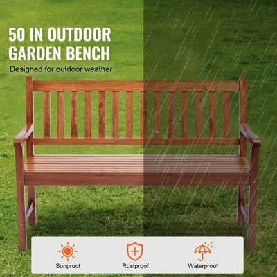 VEVOR Outdoor Bench, 50 Inches Wood Garden Bench For Outdoors, Outdoor Garden Park Bench With Backrest And Armrests, 800 Lbs Load Capacity Bench 2 VEVOR Outdoor Bench, 50 Inches Wood Garden Bench For Outdoors, Outdoor Garden Park Bench With Backrest And Armrests, 800 Lbs Load Capacity Bench - Image 2