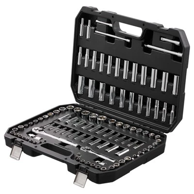 VEVOR Socket Set, 1/4" And 3/8" Drive Socket And Ratchet Set, 6-Point Socket Opening, 106 Pcs Tool Set SAE And Metric, Deep And Standard Sockets Black 8 VEVOR Socket Set, 1/4" And 3/8" Drive Socket And Ratchet Set, 6-Point Socket Opening, 106 Pcs Tool Set SAE And Metric, Deep And Standard Sockets Black - Image 8