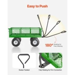 VEVOR 900 Lbs Steel Garden Cart On Wheels, Heavy Duty Pullable Garden Wagon Yard Cart, Outdoor Metal Utility Wagon With 10" Tires, Green -Vevor GUEST 28920e25 cbbd 4eaa 8ff6 923d089fad3d