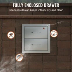 VEVOR Outdoor Kitchen Drawers 14W X 14.3H X 23D Inch, Flush Mount Double BBQ Drawers Stainless Steel With Handle, BBQ Island Drawers,Silver -Vevor GUEST 28cf7f57 1b83 45a2 984a 0049e2a2f4c0