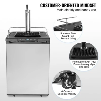 VEVOR Beer Kegerator, Single Tap Draft Beer Dispenser, Full Size Keg Refrigerator With Shelf, CO2 Tank(No Gas), Drip Tray & Rail, Silver 6 VEVOR Beer Kegerator, Single Tap Draft Beer Dispenser, Full Size Keg Refrigerator With Shelf, CO2 Tank(No Gas), Drip Tray & Rail, Silver - Image 6