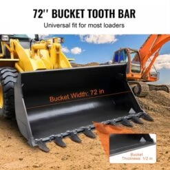 VEVOR Bucket Tooth Bar, 72'', Heavy Duty Tractor Bucket 9 Teeth Bar For Loader Tractor Skidsteer, 4560 Lbs Load-Bearing Capacity, Black -Vevor GUEST 290718b6 41ba 44be 9b99 c8fb9753af0d