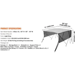 VEVOR 4 Bow Bimini Top Boat Cover, Detachable Mesh Sidewalls, 600D Polyester Canopy With 1" Aluminum Alloy Frame -Vevor GUEST 2923bfeb 1c59 4c11 b748 f49670e69b21
