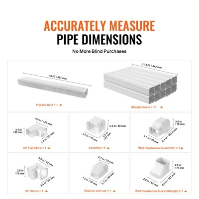 VEVOR Mini Split Line Set Cover 3-inch W 17.7Ft L, PVC Decorative Pipe Line Cover For Air Conditioner With 10 Straight Ducts, White 2 VEVOR Mini Split Line Set Cover 3-inch W 17.7Ft L, PVC Decorative Pipe Line Cover For Air Conditioner With 10 Straight Ducts, White - Image 2