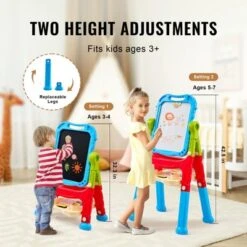 VEVOR Art Easel For Kids, 2-in-1 Double-Sided Kid's Art Easel With Magnetic Whiteboard & Chalkboard, Adjustable Standing Rotatable Drawing Board -Vevor GUEST 295040d9 95e3 4461 91a0 f25c656b7a8c