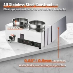 VEVOR Electric Soup Warmer, Dual 7.4QT Stainless Steel Round Pot, 1200W Commercial Food Warmer, 86~185°F Adjustable Temp -Vevor GUEST 296ad6e9 13cb 4b9a bdd6 d0cd878c1913