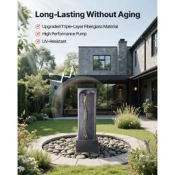 VEVOR Outdoor Water Fountain, 38.58 In Height Fountain And Waterfall,1-Tier Floor Standing Rock Base Style Fountains With With Light And Pump, Black 12 VEVOR Outdoor Water Fountain, 38.58 In Height Fountain And Waterfall,1-Tier Floor Standing Rock Base Style Fountains With With Light And Pump, Black -Vevor GUEST 297a484b e0da 4f7c 9b89 496b5526fe42
