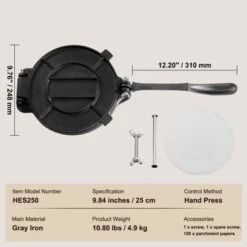 VEVOR Tortilla Press, 10 Inch Tortilla And Roti Maker, Cast Iron Heavy Duty Tortilladora Press With 100 Pcs Parchment Paper, Dough Maker, Silver 14 VEVOR Tortilla Press, 10 Inch Tortilla And Roti Maker, Cast Iron Heavy Duty Tortilladora Press With 100 Pcs Parchment Paper, Dough Maker, Silver -Vevor GUEST 29c493e2 895c 41de be08 58b7a773c4aa