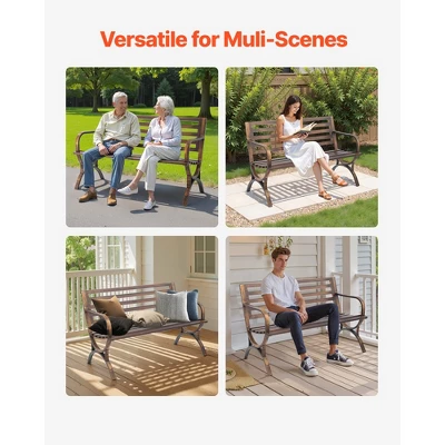 VEVOR Outdoor Bench, 50 Inch, Carbon Steel Metal Frame With Slatted Pattern Backrest And Round Edge Armrests, Weatherproof, Antique Bronze 2 VEVOR Outdoor Bench, 50 Inch, Carbon Steel Metal Frame With Slatted Pattern Backrest And Round Edge Armrests, Weatherproof, Antique Bronze - Image 2