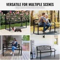 VEVOR Outdoor Bench, 50 Inches Metal Garden Bench For Outdoors, 550 Lbs Load Capacity Bench, Outdoor Garden Park Bench With Backrest And Armrests -Vevor GUEST 2a052ba9 1ef4 41e0 adae e5c9df7fccb4